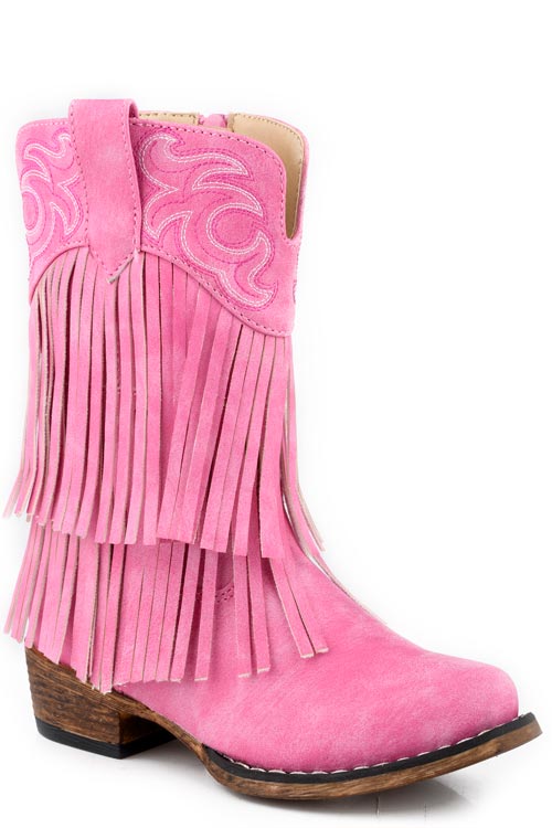 Toddler Girls Pink Vintage Fringe Boot