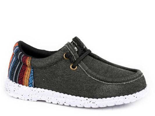 Little Boys Black Upper With Aztec Heel Design