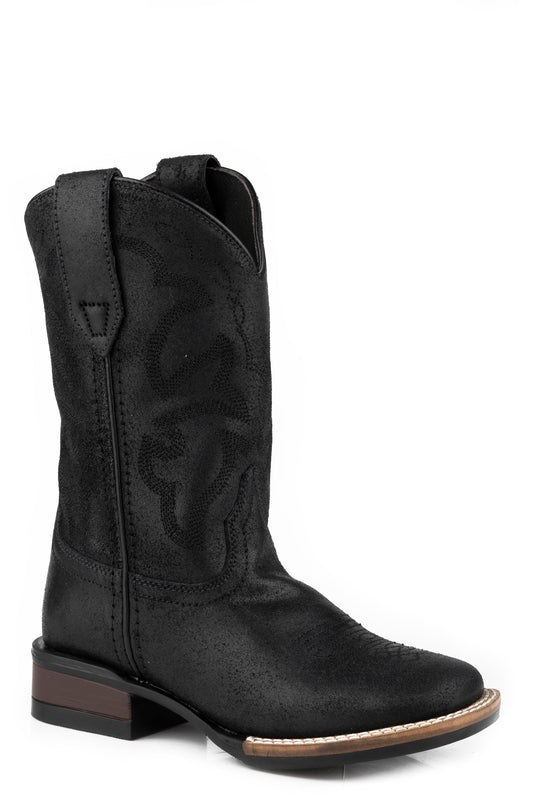 Little Boys Black Oiled Suede Leather