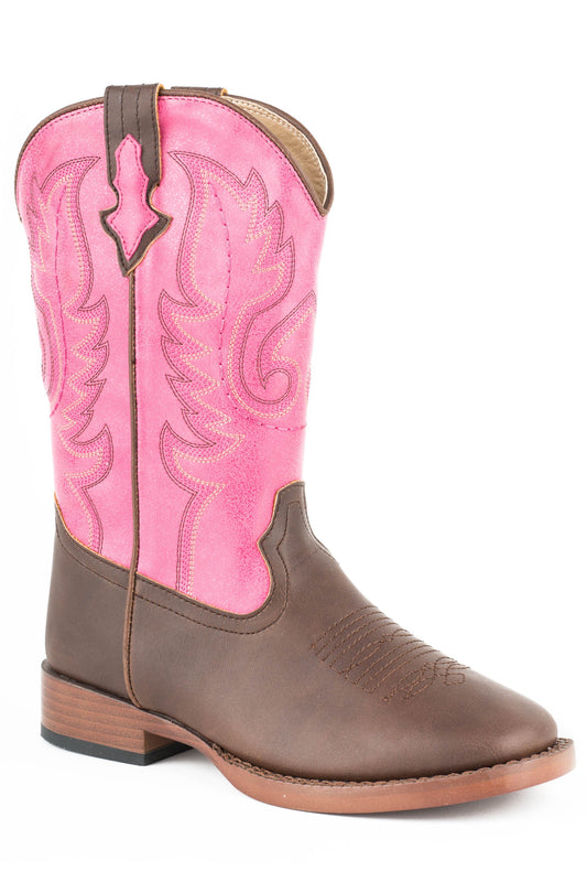Little Girls Faux Brown And Pink Leather