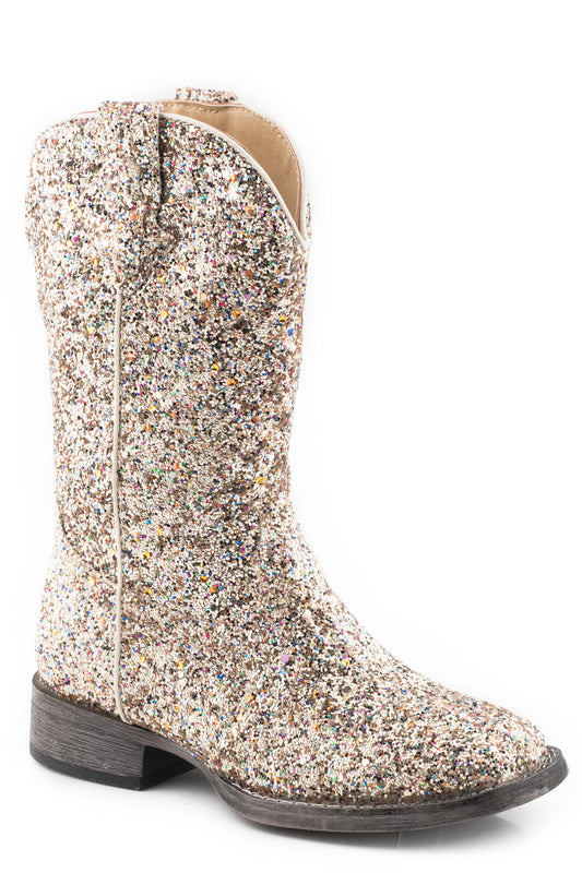 Little Girls Light Gold Glitter Vamp