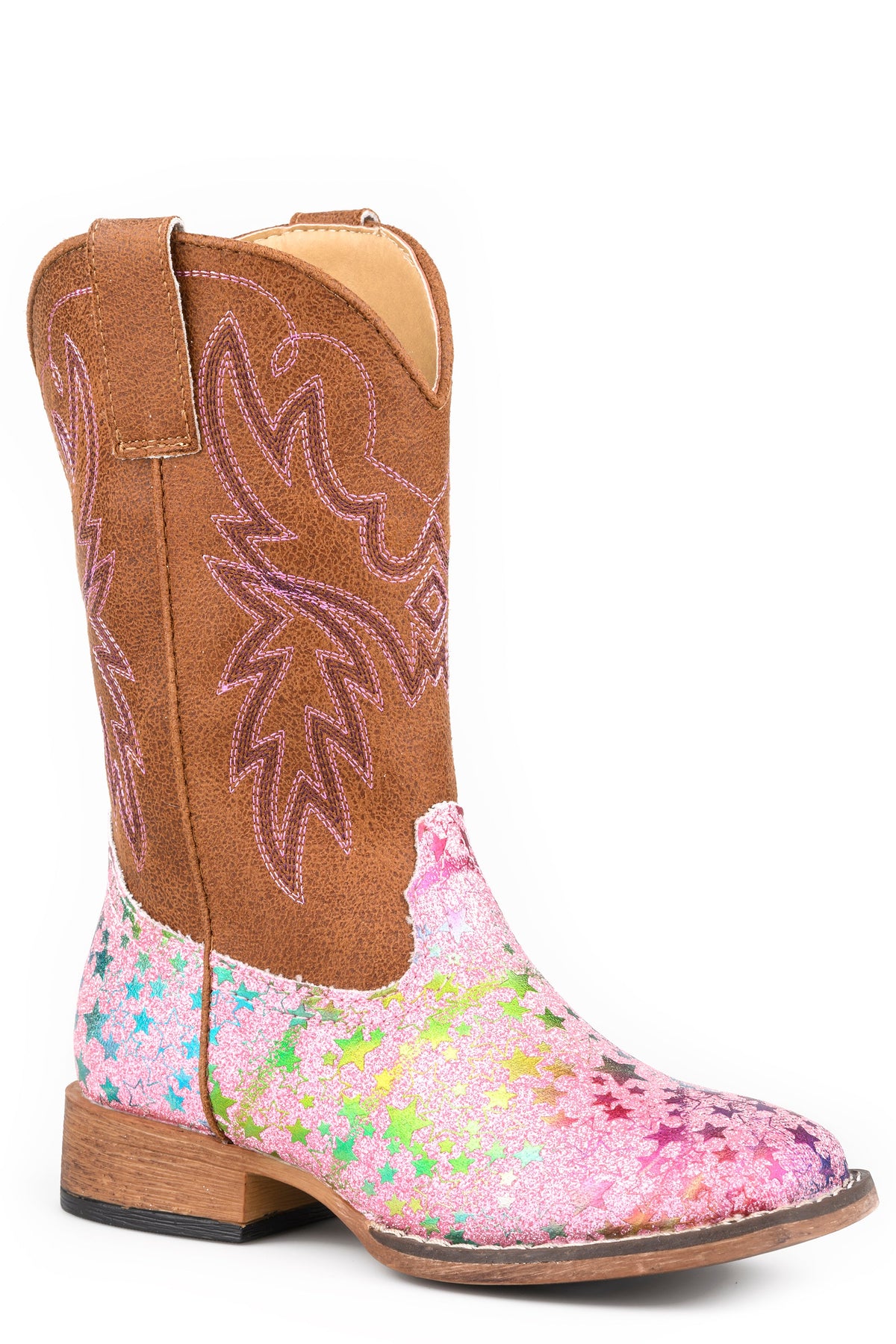 Little Kids Girls Roper Western Stitch Glitter Stars Boots