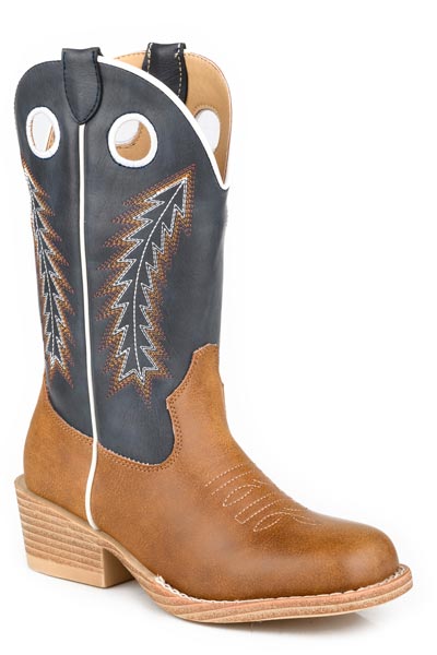 Little Boys Tan Faux Leather Vamp