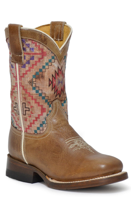 Little Girls Burnished Brown Leather Vamp