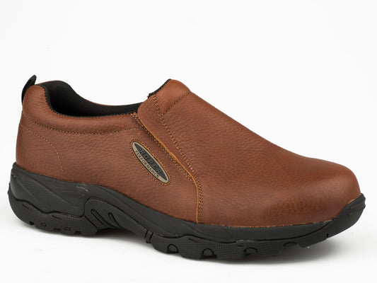 Mens Brown Tumbled Leather Slip On