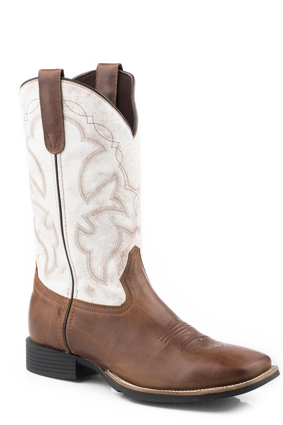 Mens Tan Vamp And White Leather Shaft