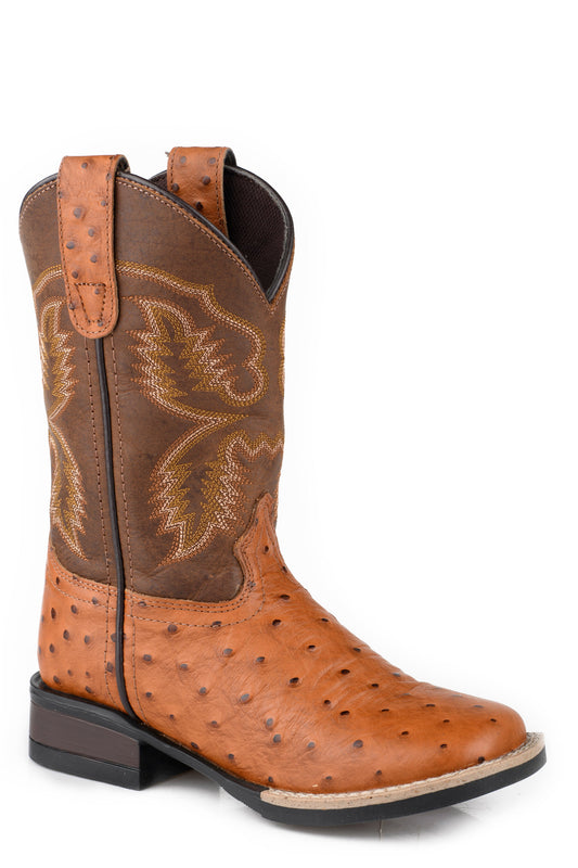 Mens Tan Ostrich Embossed Vamp