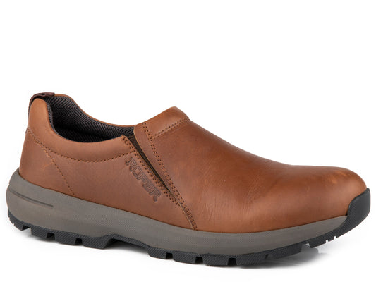 Mens Brown Oiled Leather Slipon
