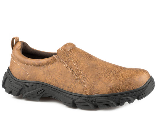 Mens Performance Slip On Tan Tumbled Faux Leather