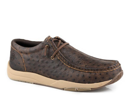 Mens Brown Embossed Ostrich Leather