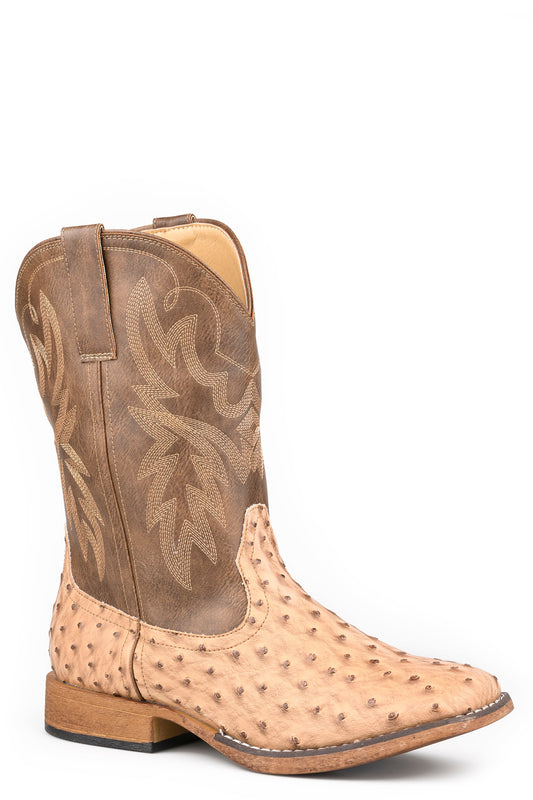 Mens Roper Vintage Brown Faux Leather Cowboy Classic Boots