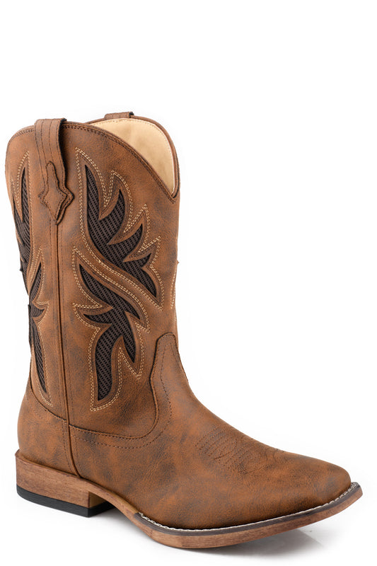 Mens Roper Brown Mesh Western Draftmaster Boots