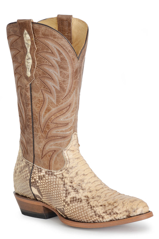 Mens Natural Tan Backcut Python Vamp