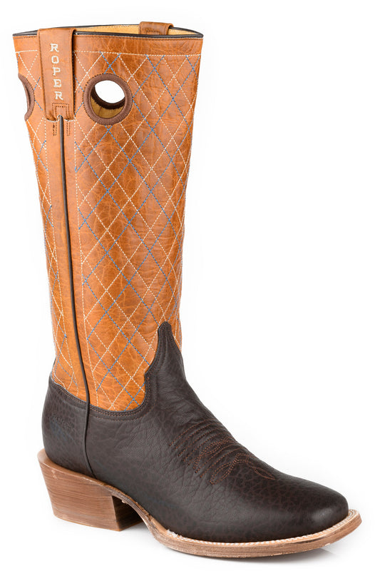 Mens Embossed  Brown Bull Leather Vamp