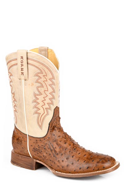 Mens Burnish Brown Embossed Ostrich Vamp