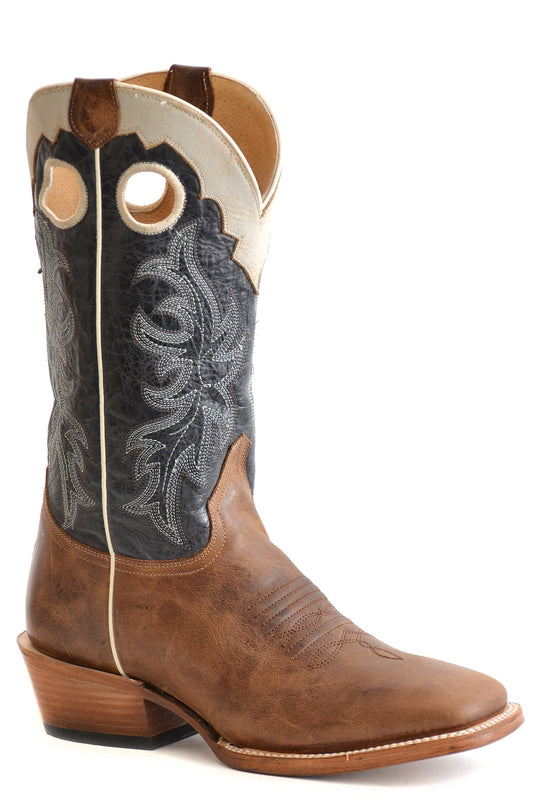 Mens Burnished Tan Leather Vamp White Crown