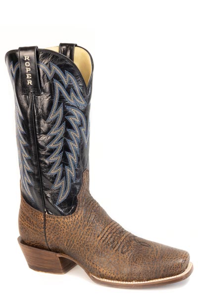 Mens Roper Brown Bison Vamp Rawhide Boots