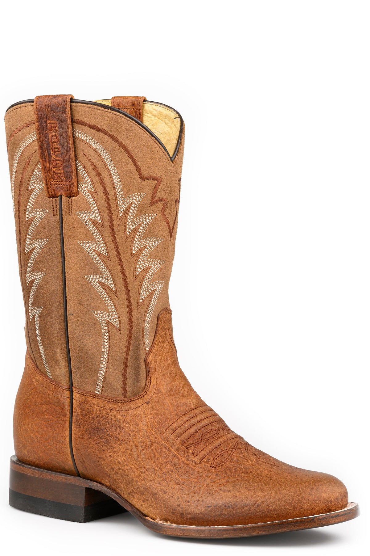 Mens Roper Burnish Tan Suede Leather Faux Bison Boots