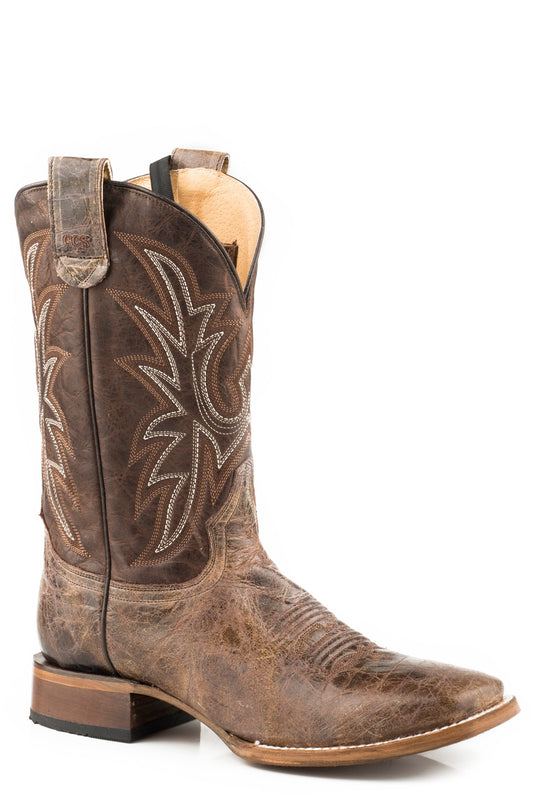 Mens Leather Concealed Carry Boot Waxy Brown With Embroidered Upper