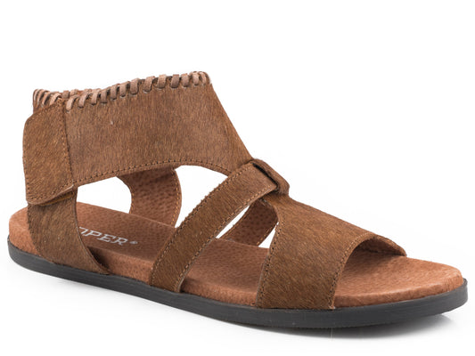 Womens Tan Hair On Hide Leather Upper