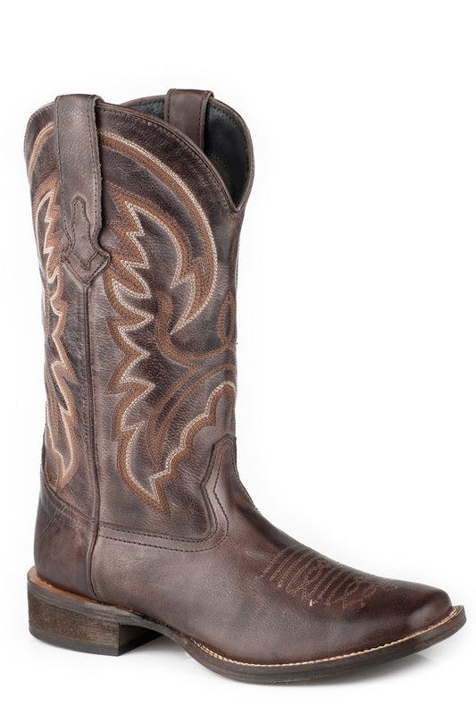 Womens Brown Burnished Square Toe Boot