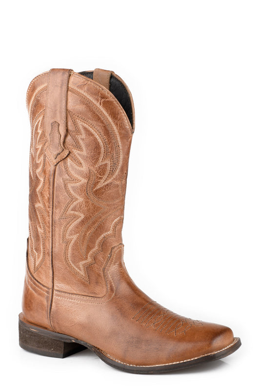 Womens Tan Burnished Square Toe Boot