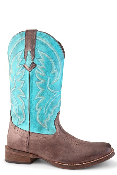 Womens Brown Vamp And Turquoise Shaft