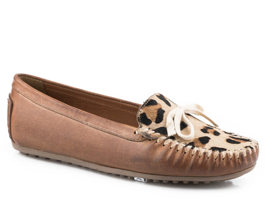 Womens Tan Burnished With Hair On Hide Vamp