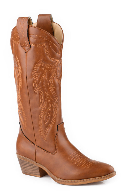 Womens Tan Smooth Faux Leather