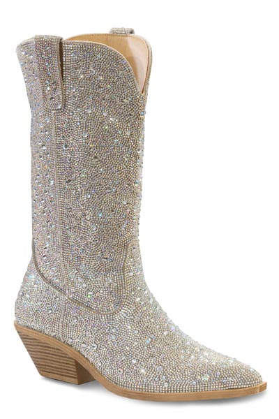 Womens Silver Crystal Vamp And Shaft