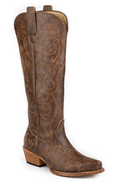 Womens Brown With All Over Embroidery