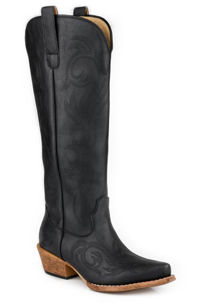 Womens Black With All Over Embroidery