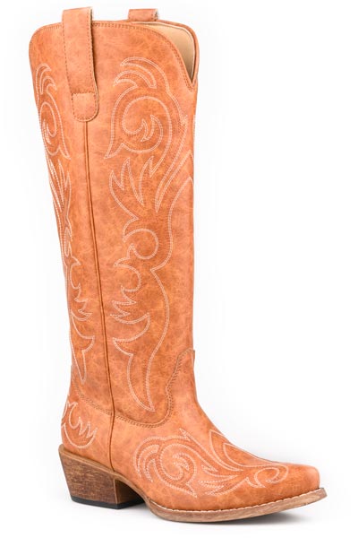 Womens Roper Tan With All Over Western Stitch Ryder Boots