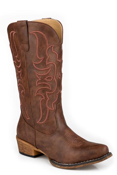 Womens Brown Faux Leather Upper