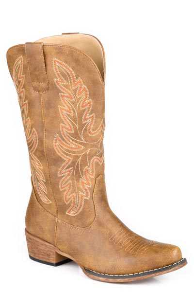 Womens Roper Tan Vintage Faux Leather Sundown Boots