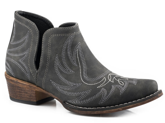 Womens Snip Toe Black Faux Leather Ankle Boot