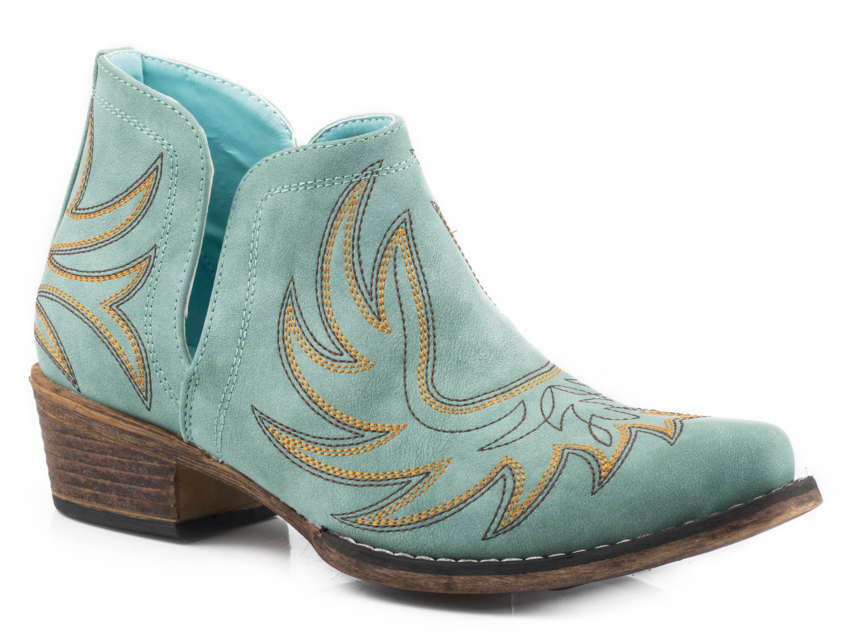Womens Snip Toe Blue Faux Leather Ankle Boot