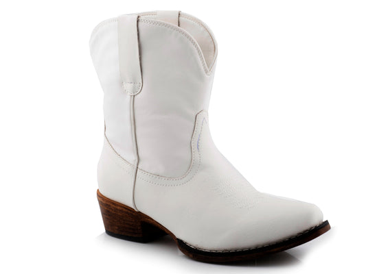 Womens White Smooth Faux Leather