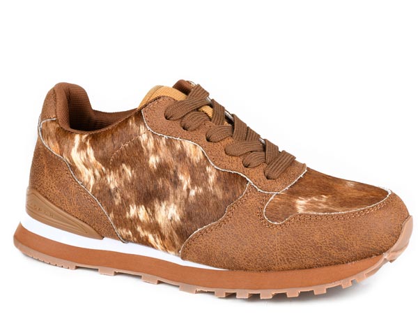 Womens Multi Brown Hair On Hide Leather