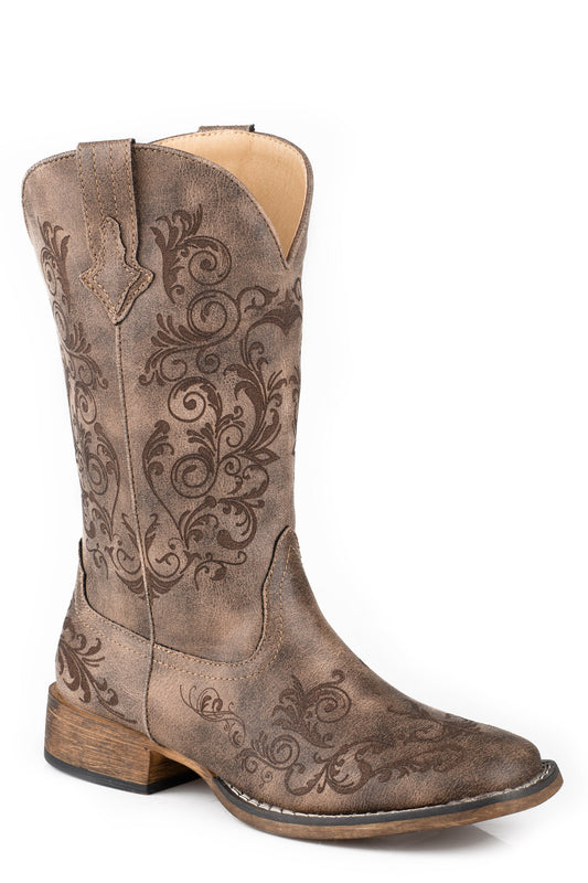 Womens Brown Faux Leather Square Toe