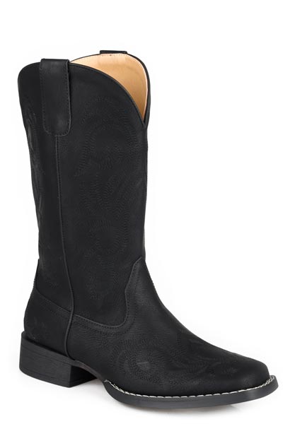 Womens Roper Black Faux Leather Riley Square Boots