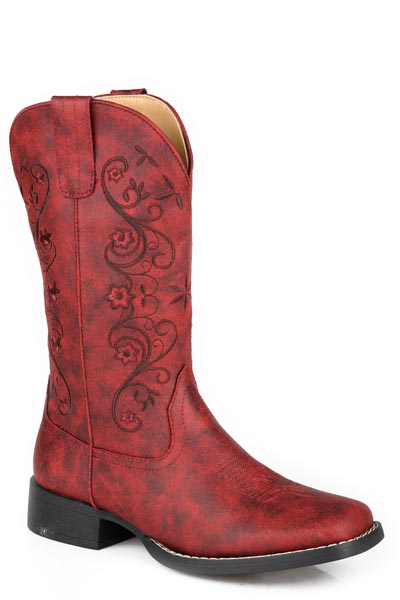 Womens Roper Wine Faux Leather Square Toe Bailey Boots