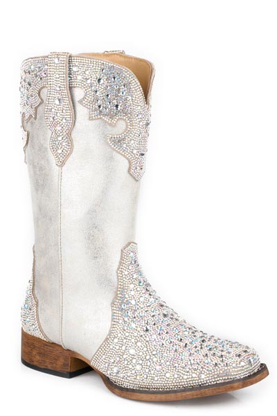 Womens Roper Silver Faux Leather Starlit Boots