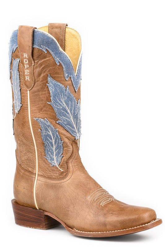 Womens Roper Denim Feather Blue Boots
