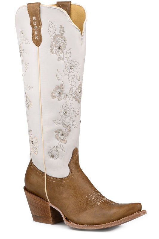 Womens Roper White Leather Chloe Boots