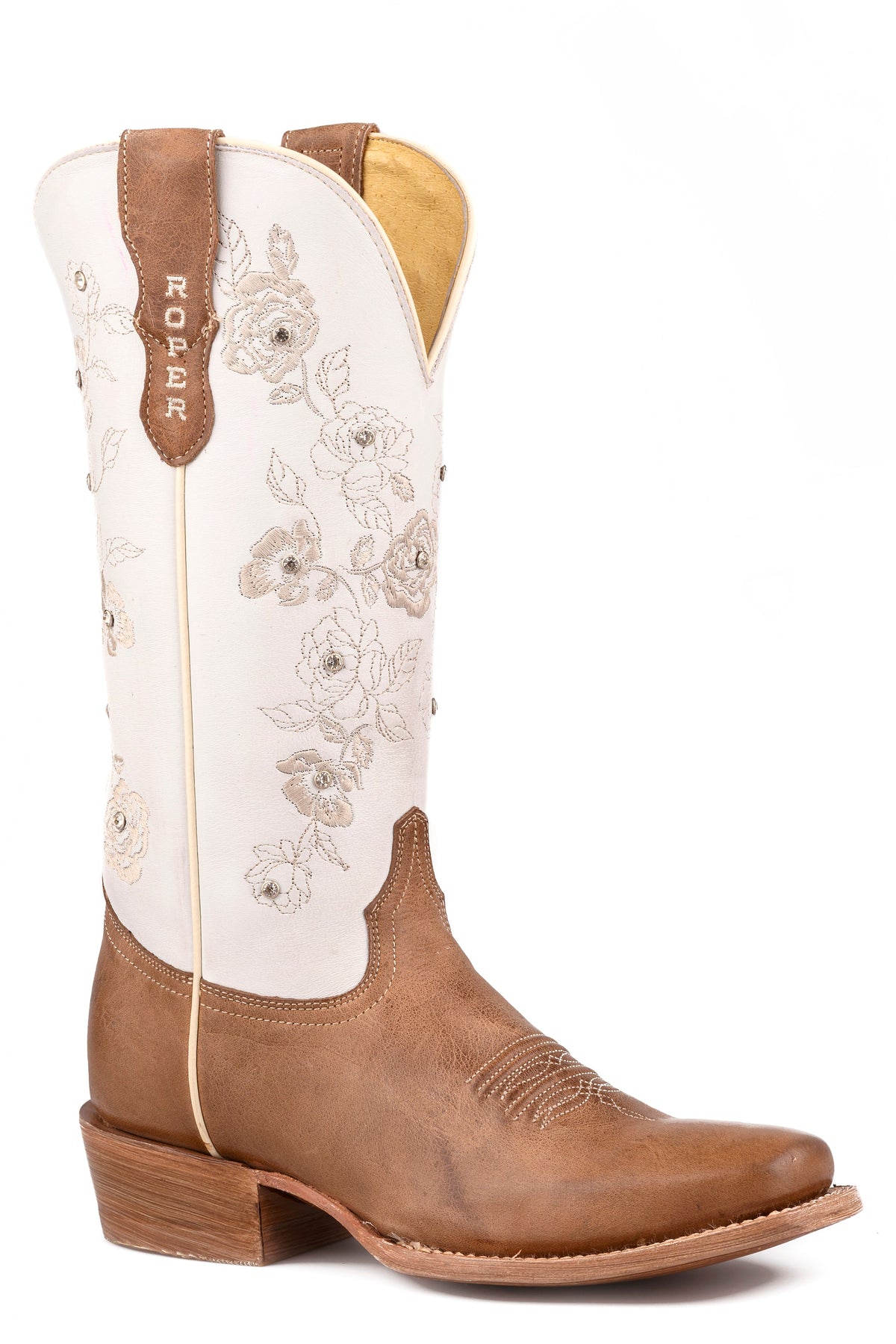 Womens Roper White Leather Chloe Boots