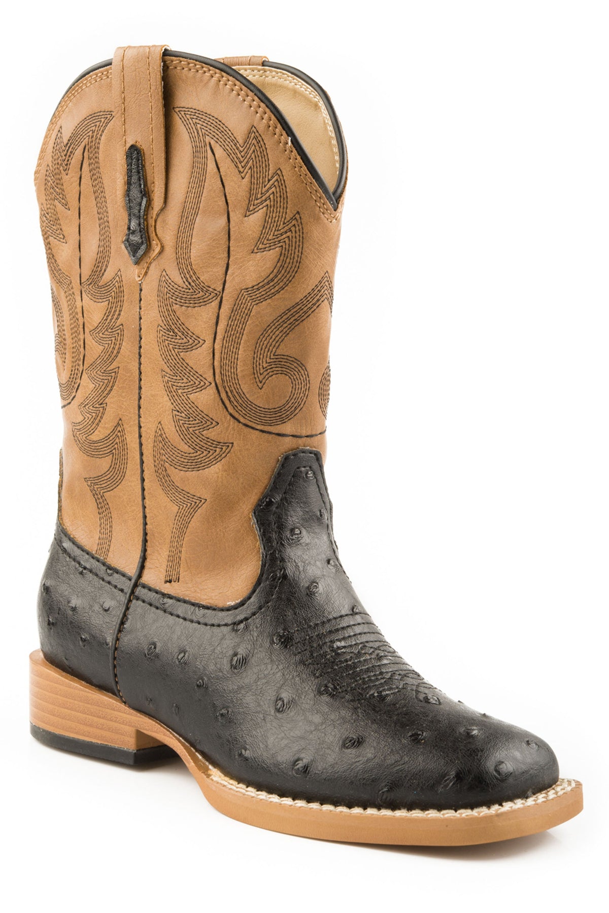 Big Boys Black And Tan Faux Ostrich