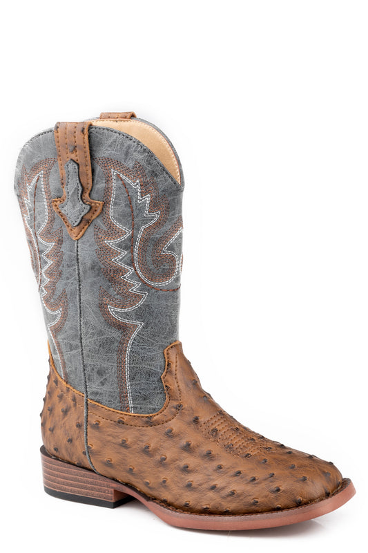Big Boys Brown Ostrich Vamp