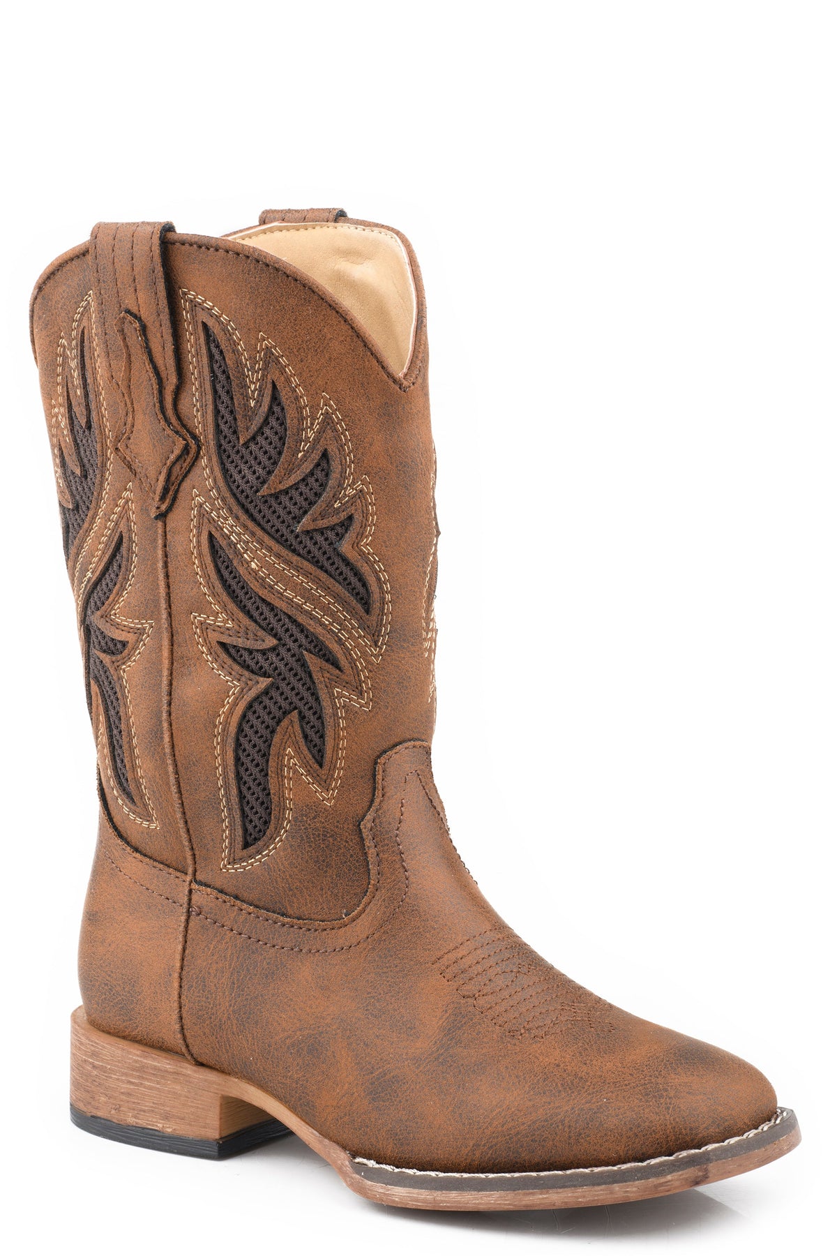 Big Kids Boys Roper Brown Mesh Western Draftmaster Boots