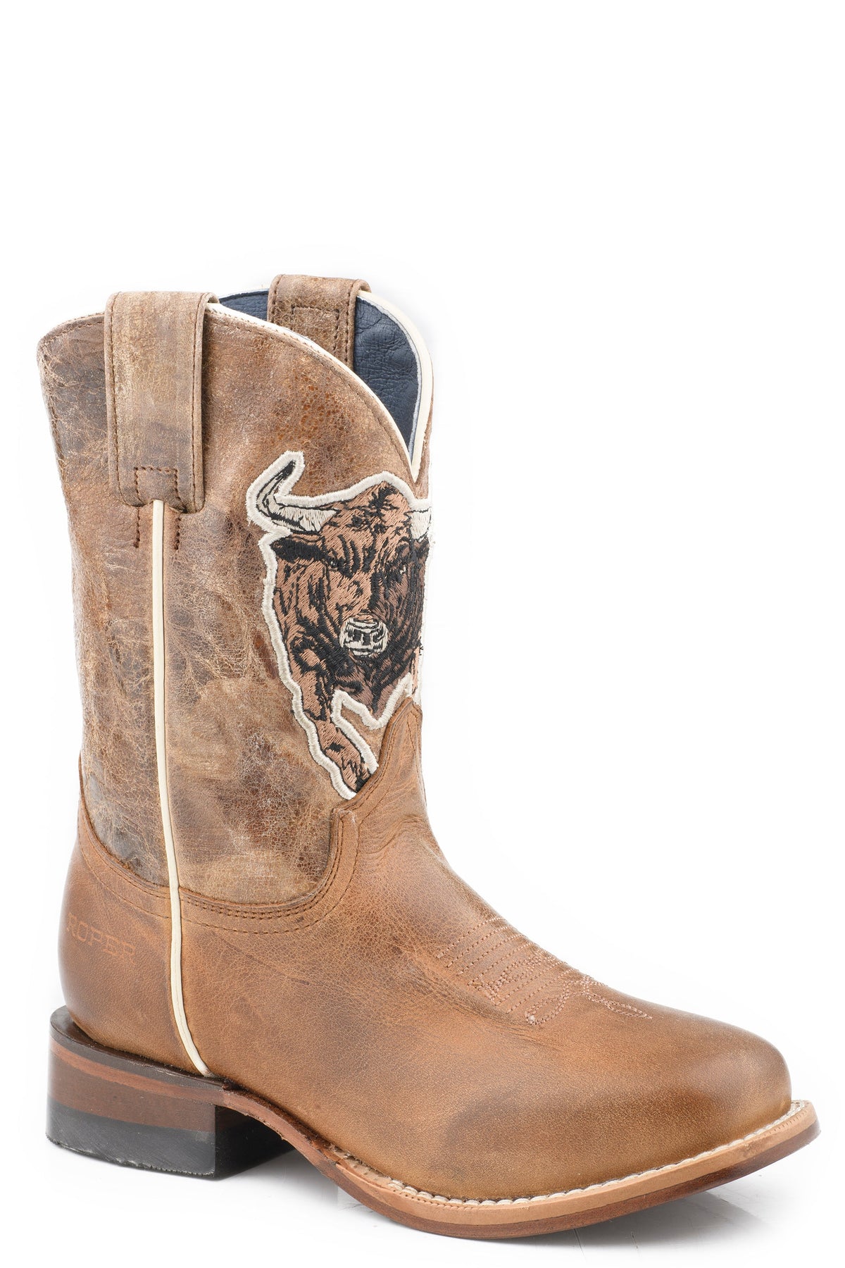Big Kids Boys Roper Waxy Brown Leather Boots
